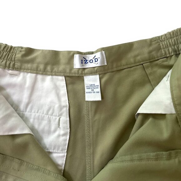 IZOD High-Waisted Khaki Green Shorts - Size 10 - Picture 5 of 5